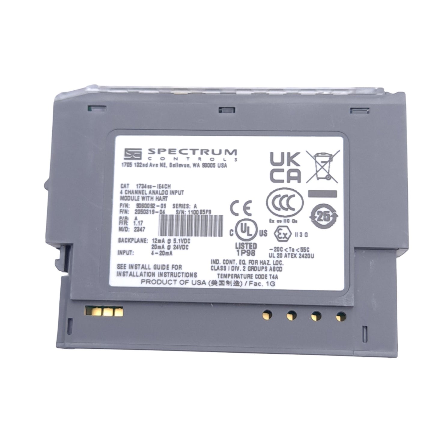 New Spectrum 1734sc-IE4CH POINT I/O 4-Channel Analog Module, HART 4-20mA Input