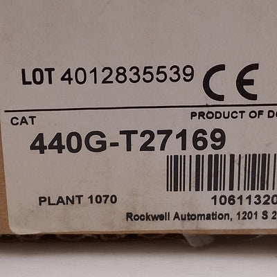 New Allen Bradley 440G-T27169 Guardmaster Safety Interlock, 2NC+1NO, 24VAC/DC Coil