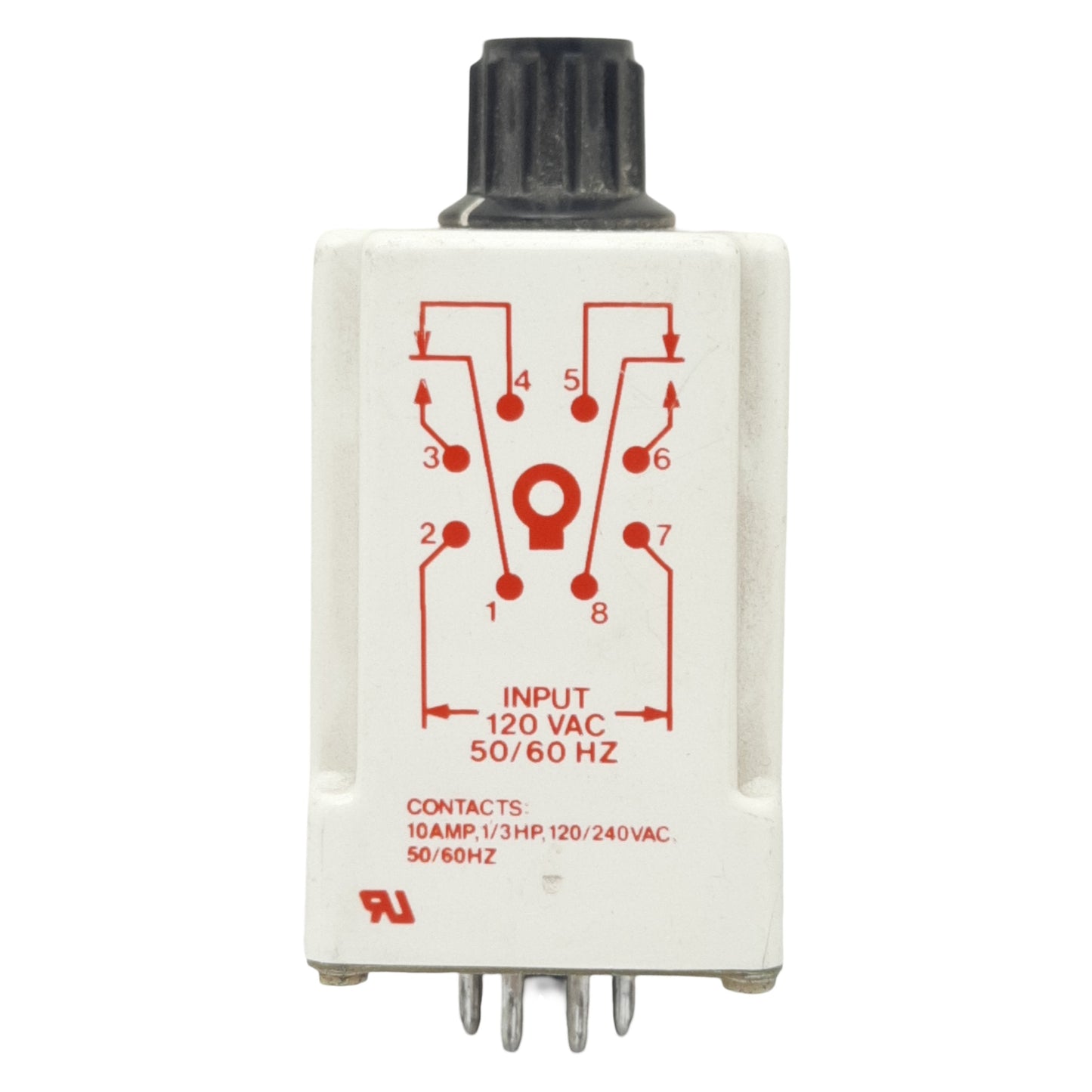 Used Dayton 5X829C Solid-State Time Delay Relay, 1.8-180sec Range, 120VAC In, 8-Pin