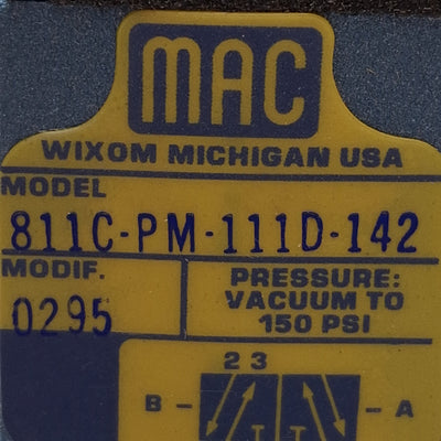 New MAC 811C-PM-111D-142 Solenoid Valve, 5/2 Single Operator, 20-150PSI, 120VAC Coil