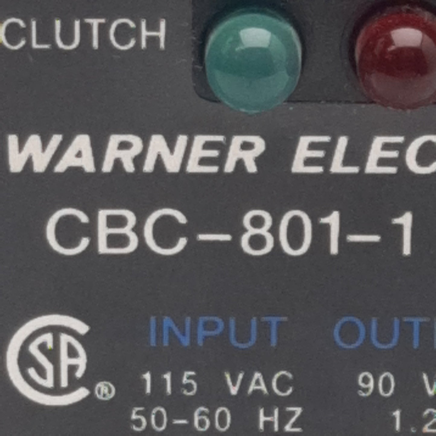 Used Warner Electric CBC-801-1 Clutch/Brake, 115VAC/170VA In, 90VDC 1.25A Out, 8-Pin