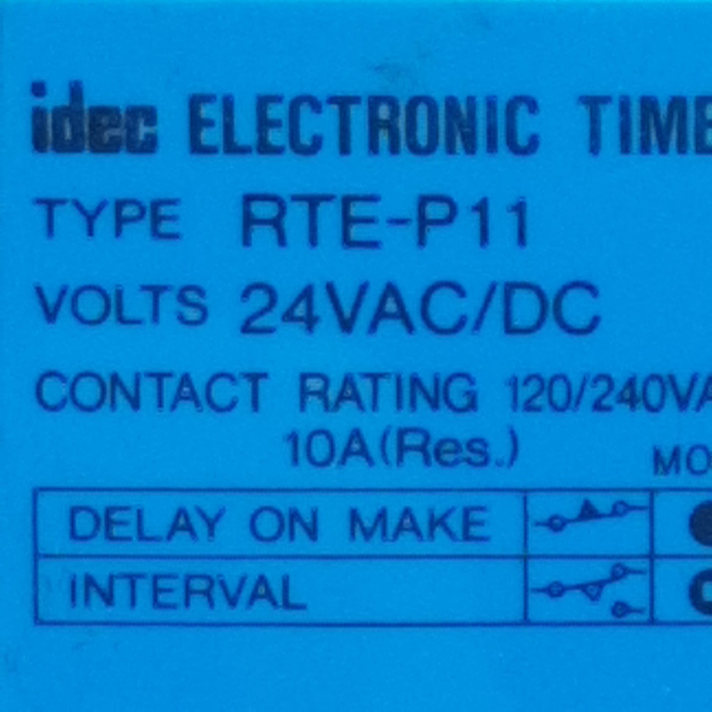 Used Idec RTE-P11 Multi-Function Time Delay Relay 0.1s-10min Range, 24VAC/VDC In