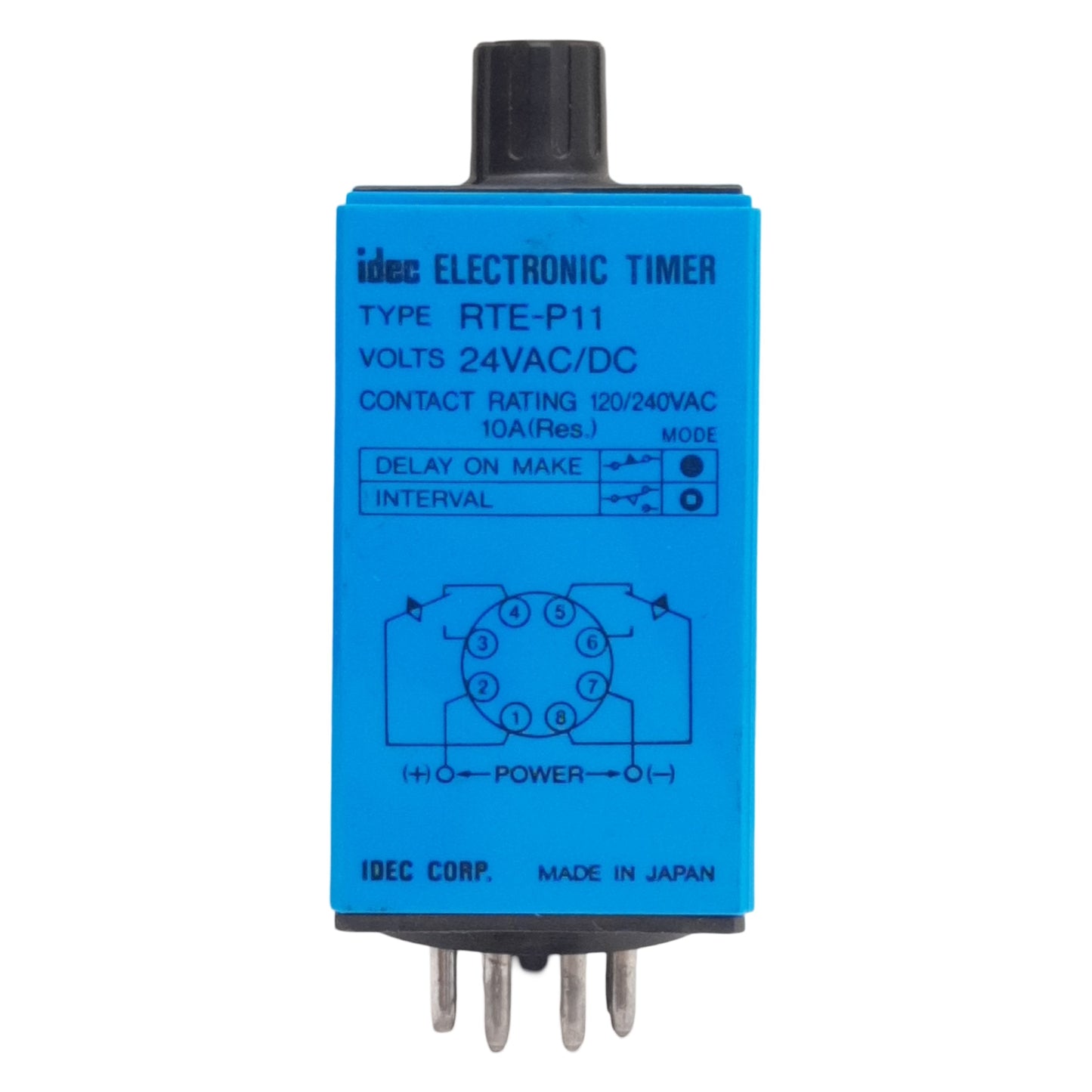 Used Idec RTE-P11 Multi-Function Time Delay Relay 0.1s-10min Range, 24VAC/VDC In
