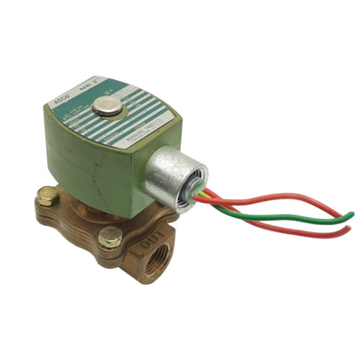 Used Asco 8210G94 Red Hat Solenoid Valve, 1/2in NPT, NC, 150psi Gas/Water, 24VDC Coil