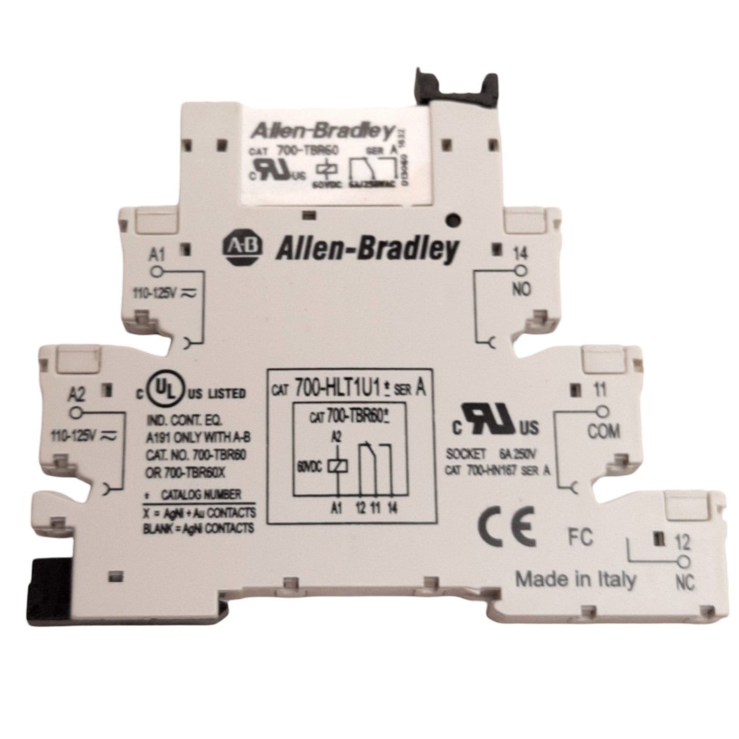 New Lot of 2 Allen-Bradley 700-TBR60 Terminal Block Relay, 110/125VAC/DC, w/ Socket