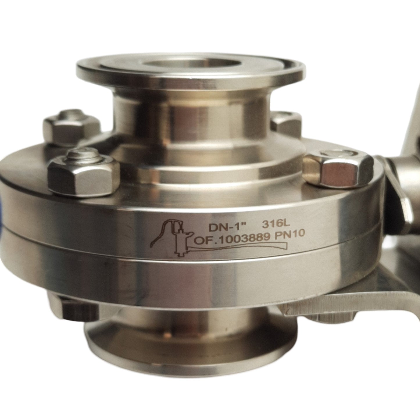 Used Inoxpa Model 08 Sanitary Valve & Actuator, DN25 / 1in, 10bar Max, 1/4in Tube
