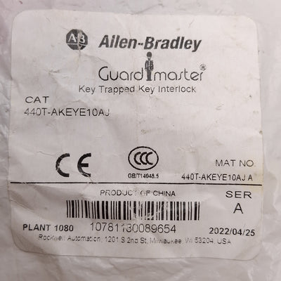 New Allen Bradley 440T-AKEYE10AJ Guardmaster Trapped Key Interlock Key, Code "Aj"