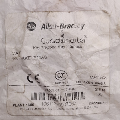 New Allen Bradley 440T-AKEYE10AG Guardmaster Trapped Key Interlock Key, Code "Ag"