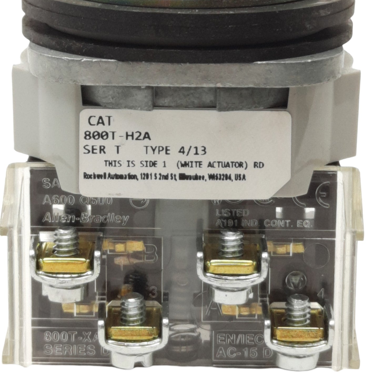 Used Allen Bradley 800T-H2A Maintained Selector Switch, ø30mm, 1NO 1NC, 600VAC 10A