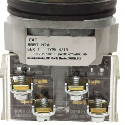 Used Allen Bradley 800T-H2A Maintained Selector Switch, ø30mm, 1NO 1NC, 600VAC 10A