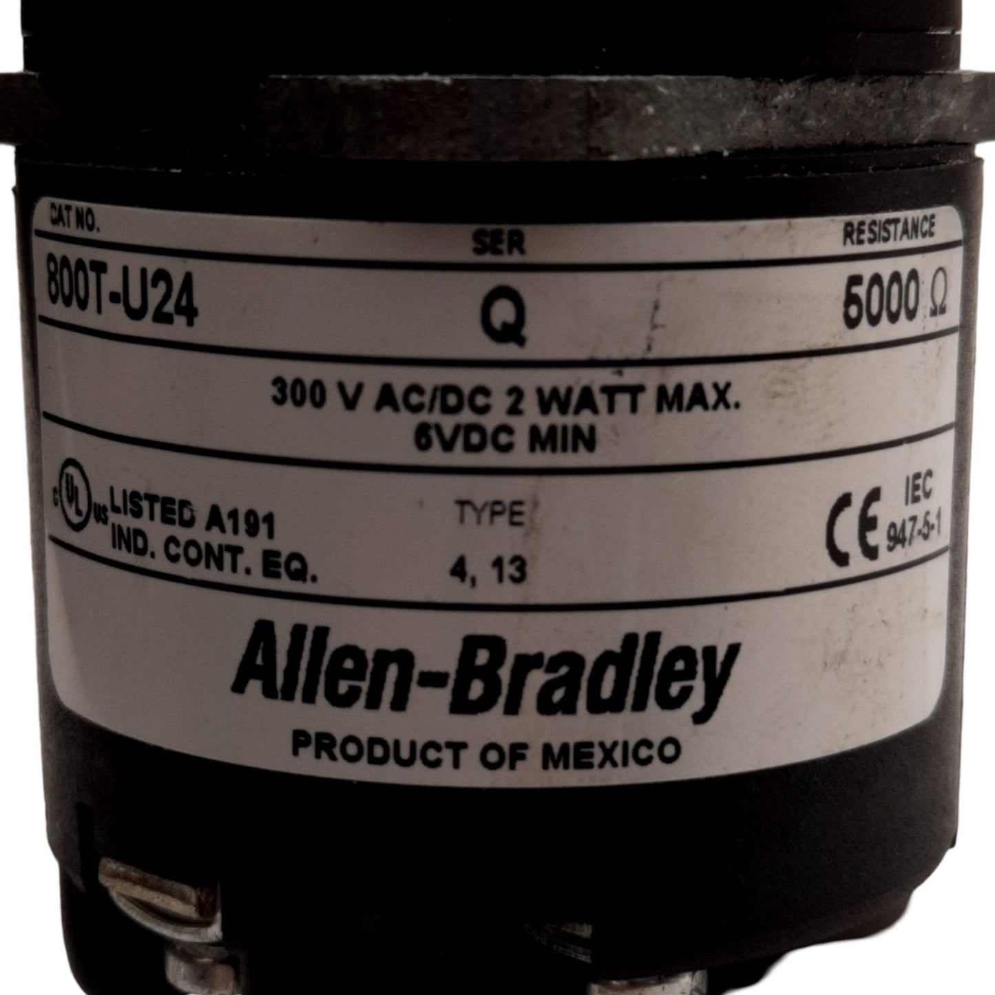 Used Allen-Bradley 800T-U24 Series Q Potentiometer, 300VAC/DC, 5000 Ω, 30mm