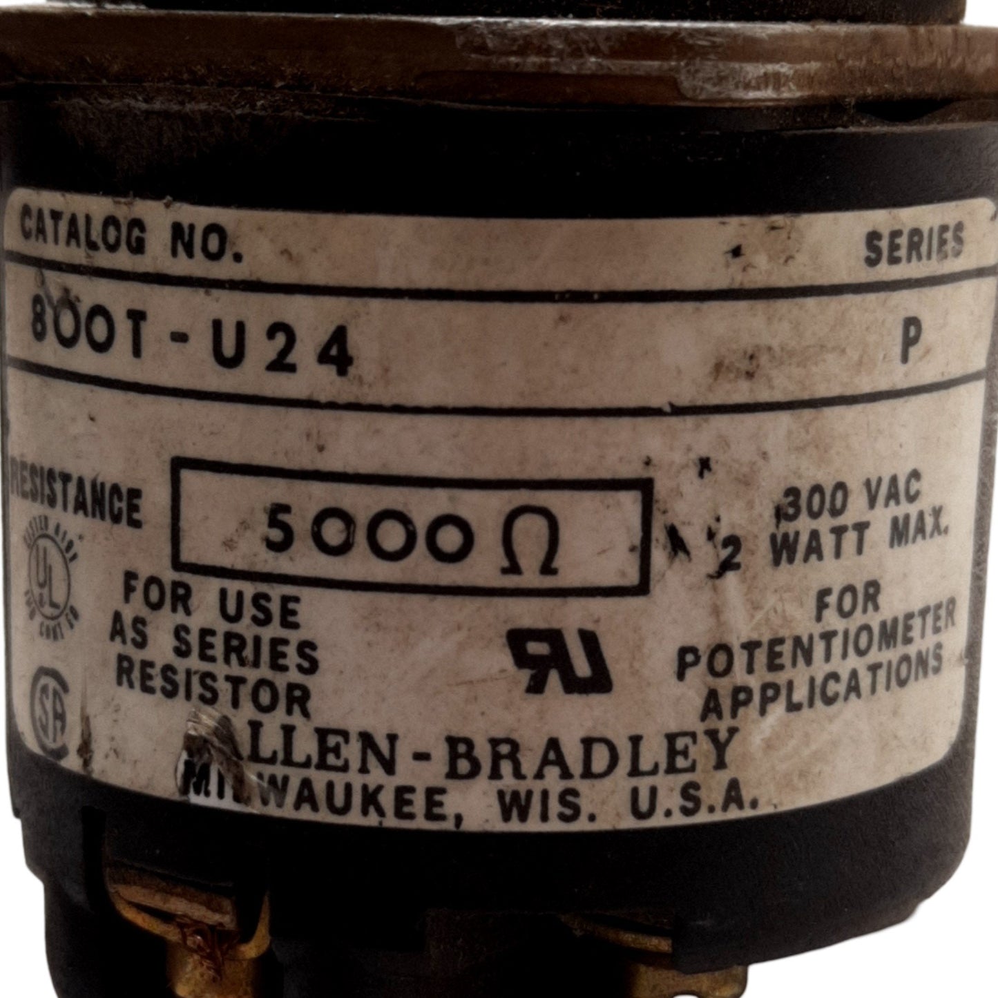 Used Allen-Bradley 800T-U24 Series P Potentiometer, 300VAC, 5000 Ω, 30mm