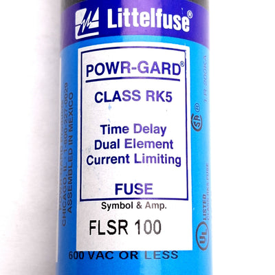 New Littelfuse FLSR100 POWER-GARD Time Delay Fuse, 100A, 600VAC, Class RK5