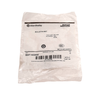 New Allen-Bradley 800T-N320W White Replacement Pushbutton LED Lamp, 120VAC