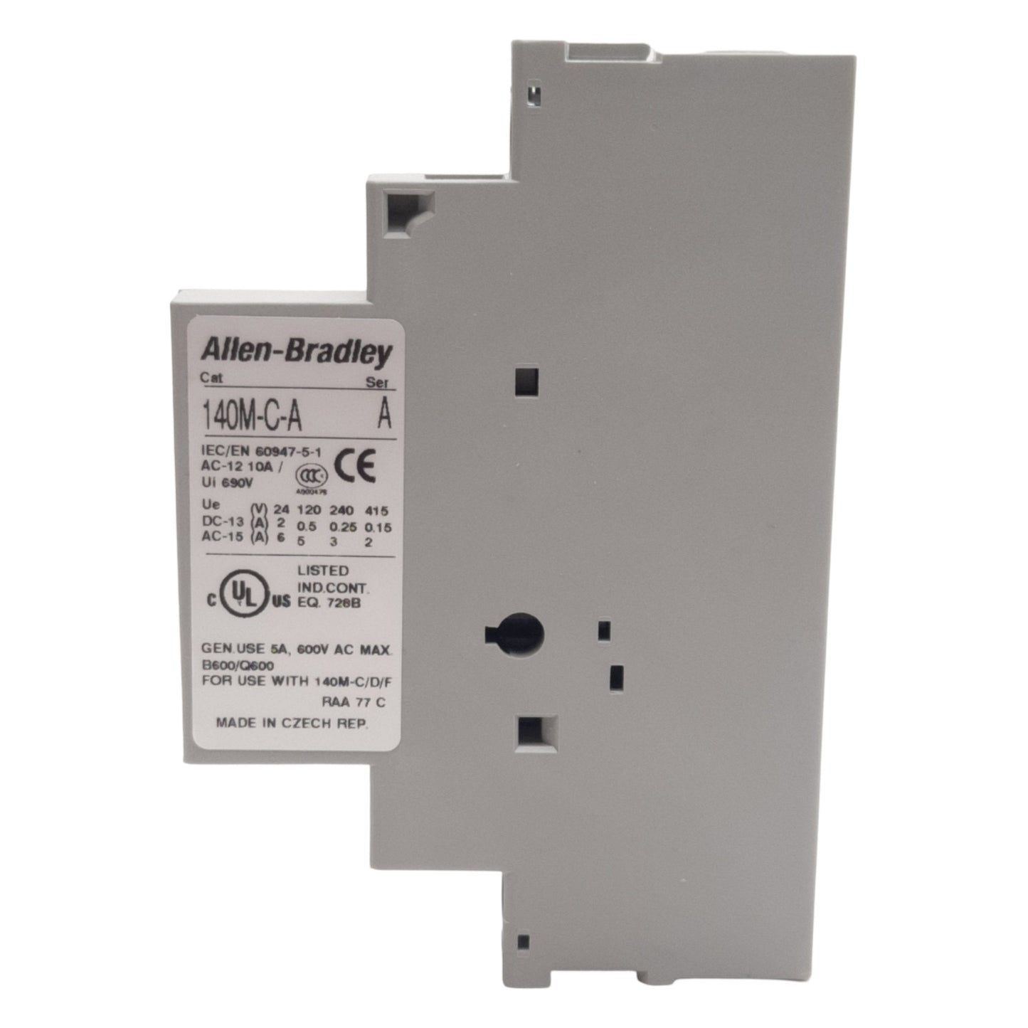 New Allen Bradley 140M-C-ASA11 Auxiliary Contact Block, 2-Pole 1NO 1NC, 5A 600VAC