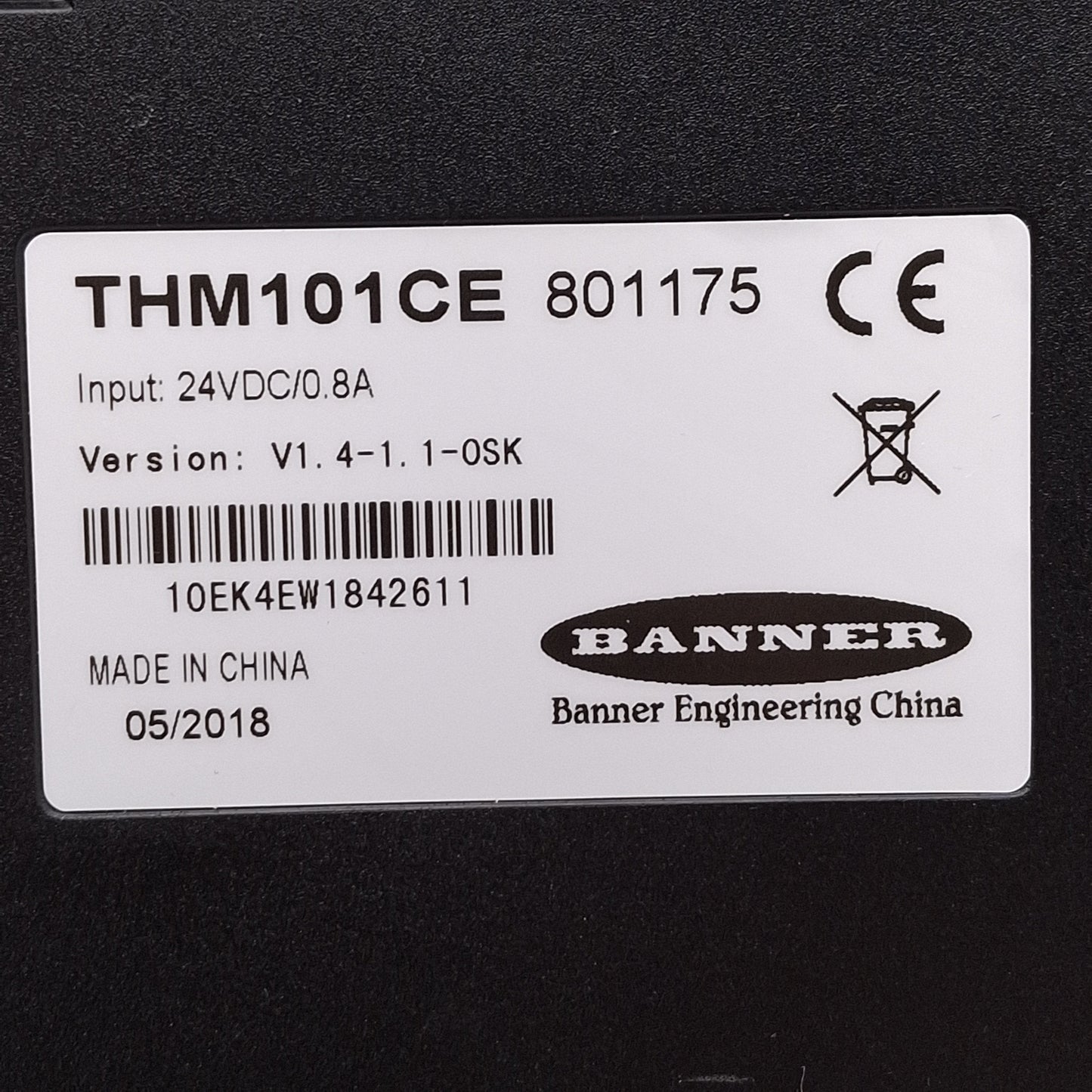 Used Banner THM101CE Touchscreen HMI, 10.1" 1024x768 TFT Color Display, 24VDC