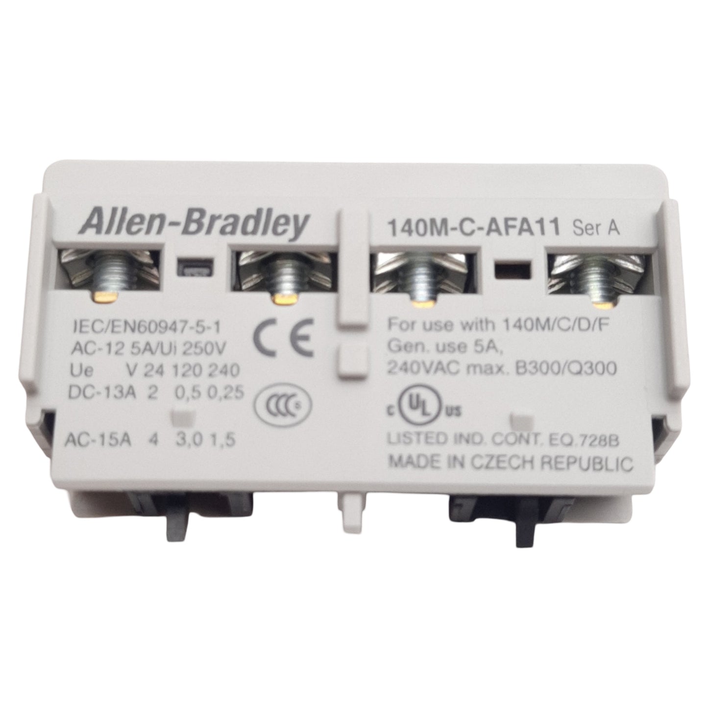 New Allen Bradley 140M-C-AFA11 Auxiliary Contact, 2-Pole, 1NO 1NC, 5A 240VAC