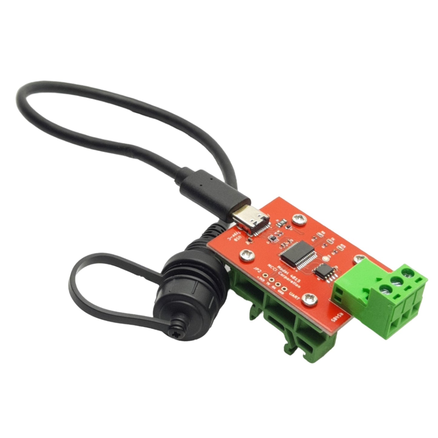 Used MCCI Model 4815 USB-C to RS232 Converter, DIN Rail Mount, USB 2.0, 50mm x 35mm