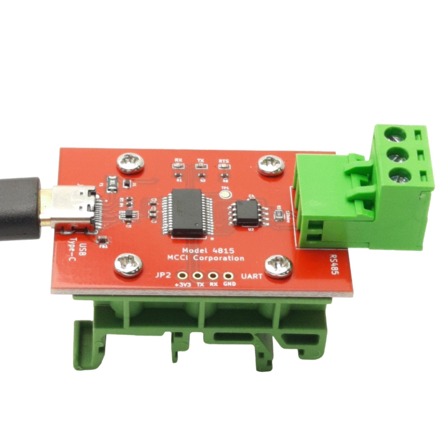 Used MCCI Model 4815 USB-C to RS232 Converter, DIN Rail Mount, USB 2.0, 50mm x 35mm