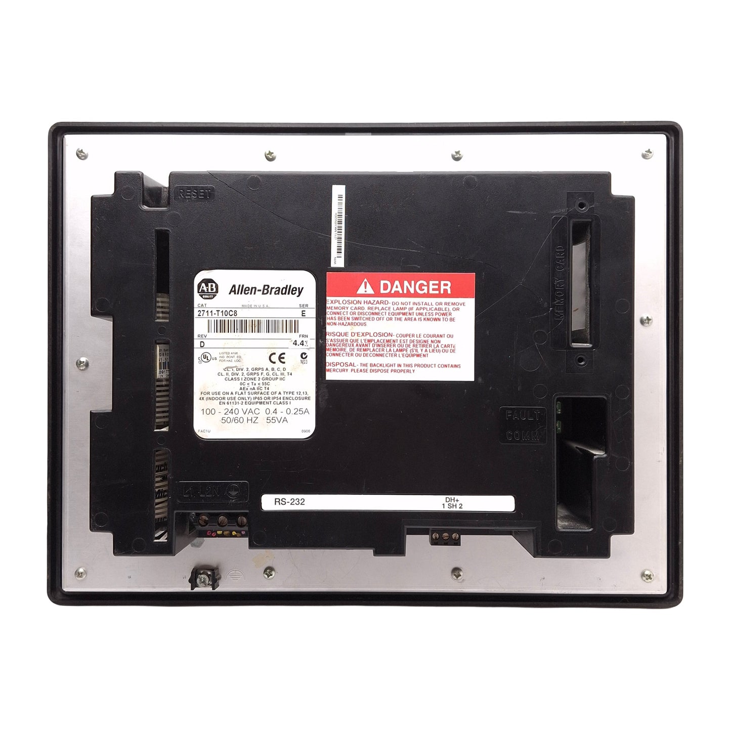 Used Allen Bradley 2711-T10C8 PanelView 1000 Touchscreen HMI 10.1" Color, 100-240VAC