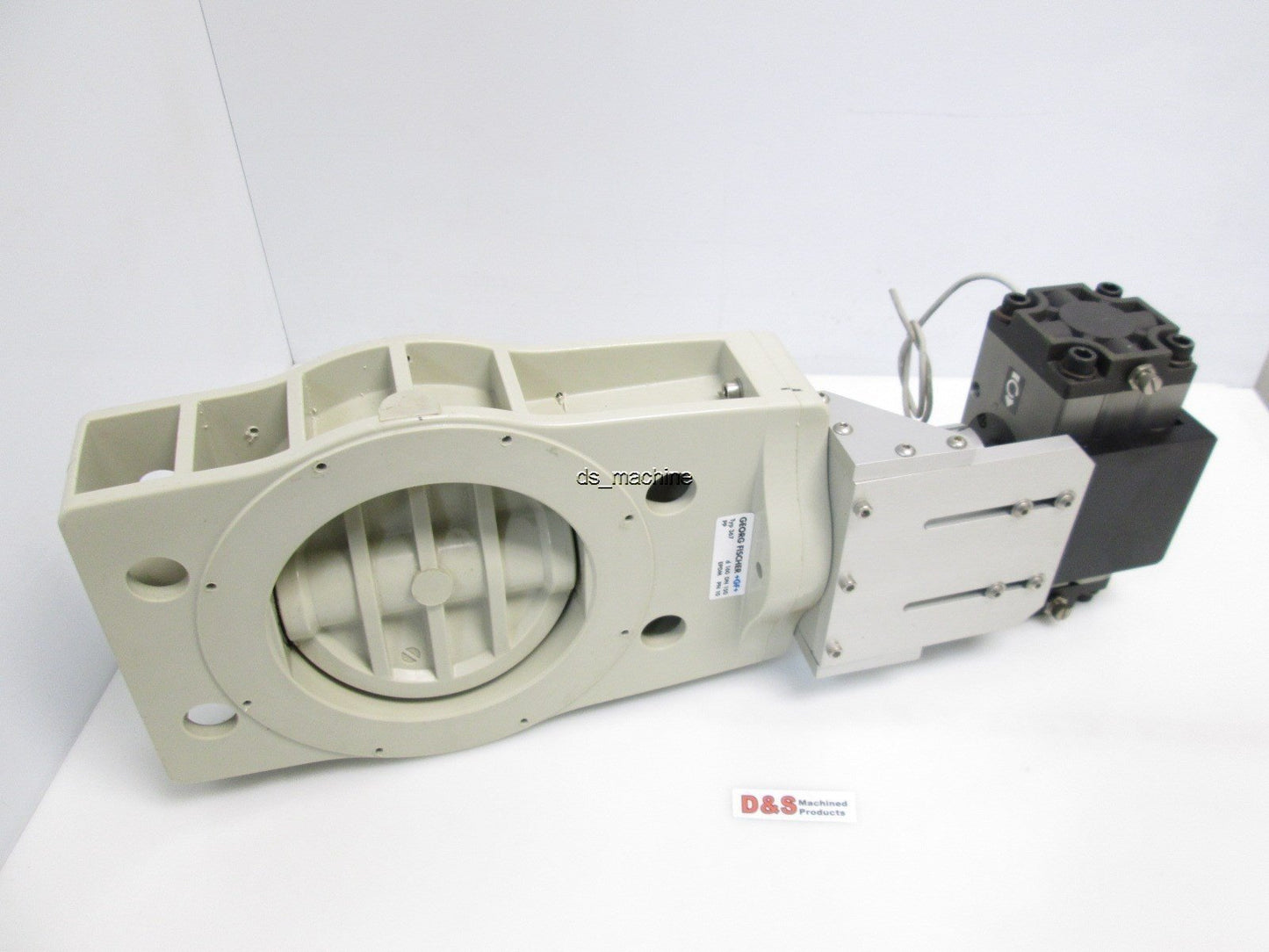 Used Georg Fischer 367 D 160 DN 150 4-3/4" Butterfly Valve w/SMC Rotary Actuator