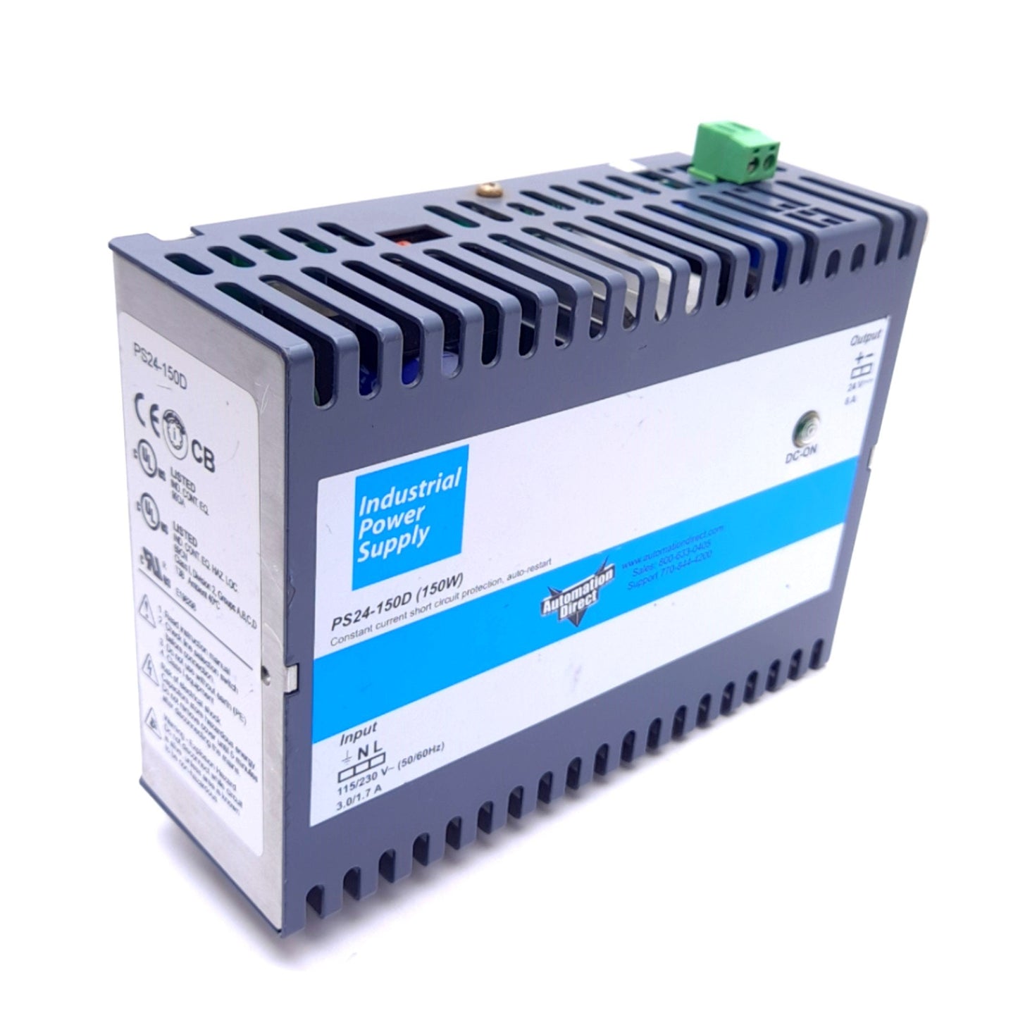 Used Automation Direct PS24-150D Power Supply, 115/230VAC In, 24VDC 6A Out, 150W Max