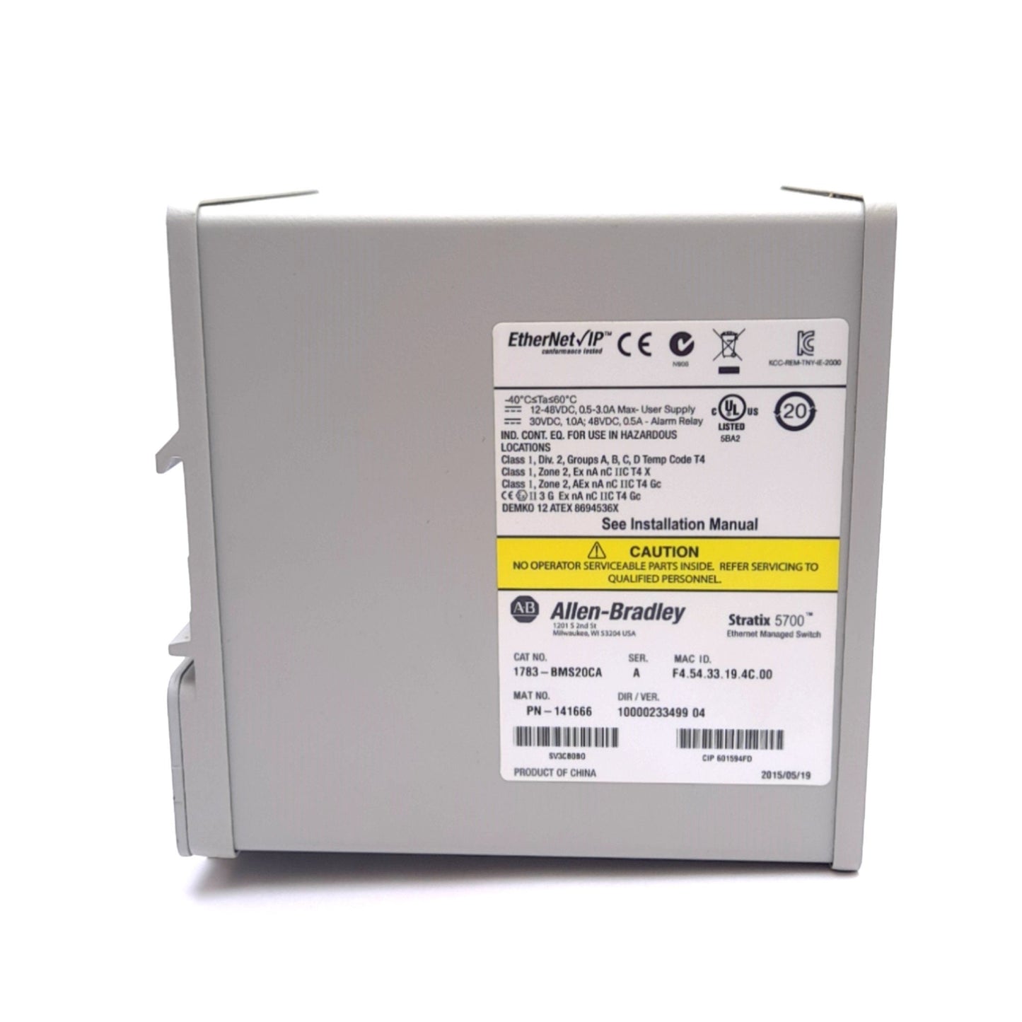Used Allen Bradley 1783-BMS20CA A Stratix 5700 Ethernet Switch, 20 Port, 12-48VDC