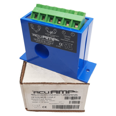 New AcuAMP GFS30-M1B-120A-F Ground Fault Sensor, SPST-NC, 120VAC In, 1A 125VAC Out