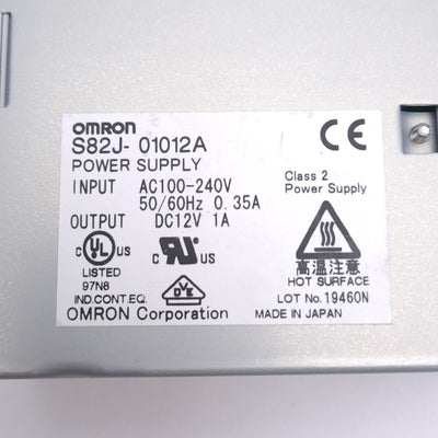 New – Open box Omron S82J-01012A Power Supply, 100-240VAC 0.35A In, 12VDC 1A Out, 10W