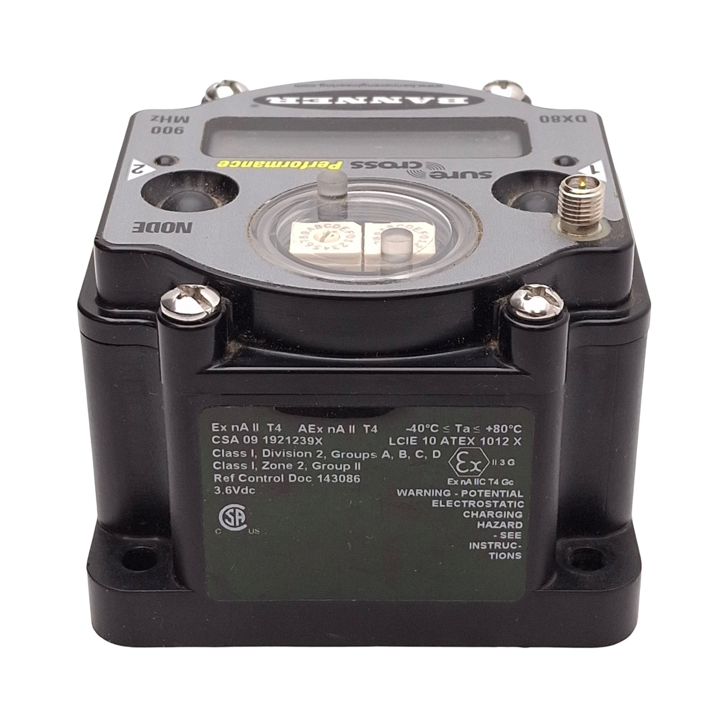 Used Banner DX80N9X1S-P6 Sure Cross DX80 Performance P6 Node, 900MHz, 10-30VDC