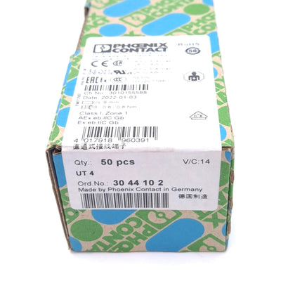 New Lot of 50 Phoenix Contact 3044102 Terminal Blocks, 2-Position, 6.2mm, 1000V 32A