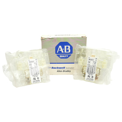 New Lot of 2 Allen Bradley 195-GA10 Auxiliary Contact, Side Mount, 1 N.O. 600V 10A