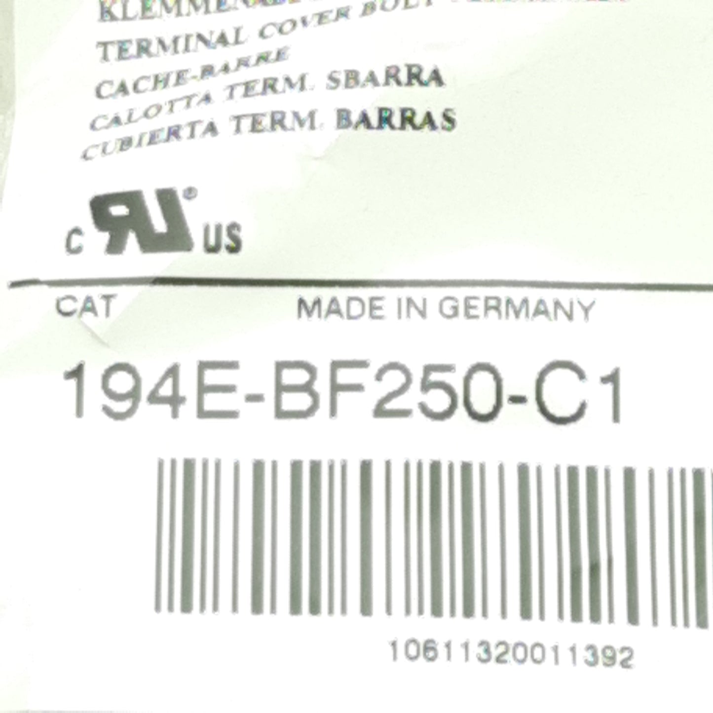 New Lot of 2 Allen Bradley 194E-BF250-C1 Terminal Cover, 1-Pole, For 194E 250-315A