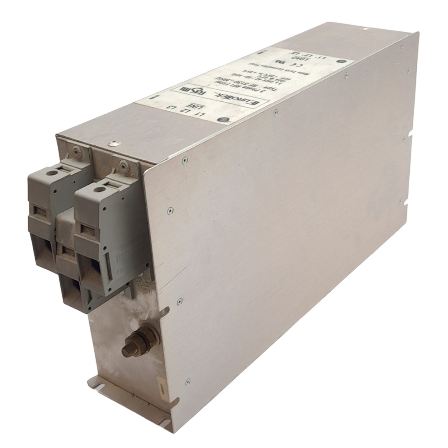 Used Rasmi RF 3130-MHU RFI Filter, 3-Phase, 480VAC 50-60hZ, 130A, 429x110x240mm