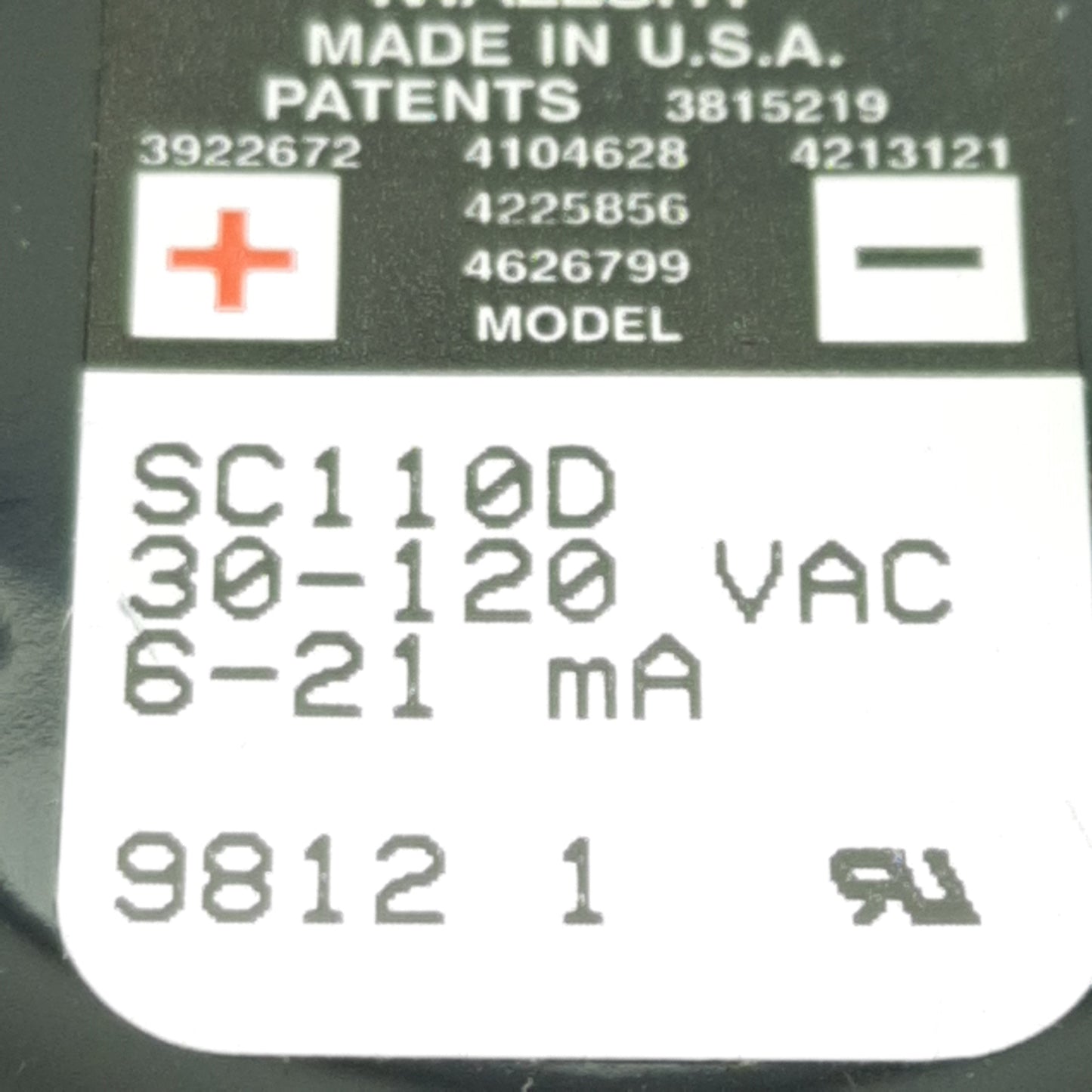 Used Mallory Sonalert SC110D Piezo Buzzer, 60-75dB, 1.9KHz, 30-120VAC/VDC 6-21mA