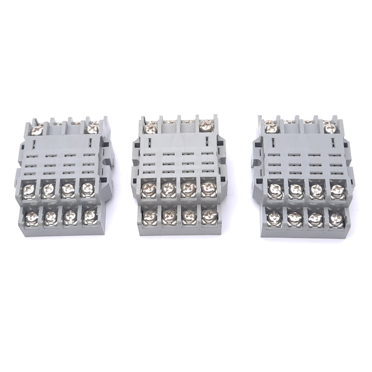 Used Lot of 3 IDEC SH4B-05 Relay Sockets, 14-Pin Blade, 4PDT, 10A 300V, DIN Rail