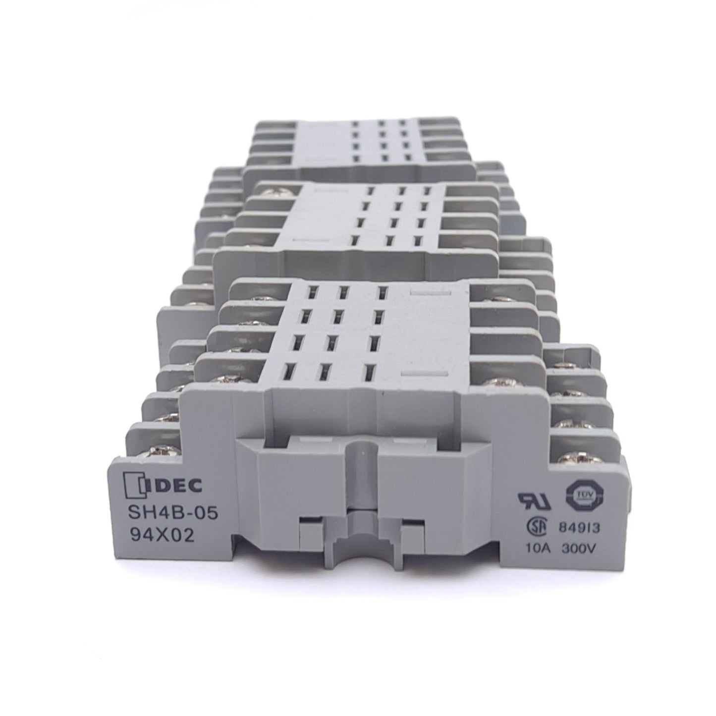 Used Lot of 3 IDEC SH4B-05 Relay Sockets, 14-Pin Blade, 4PDT, 10A 300V, DIN Rail