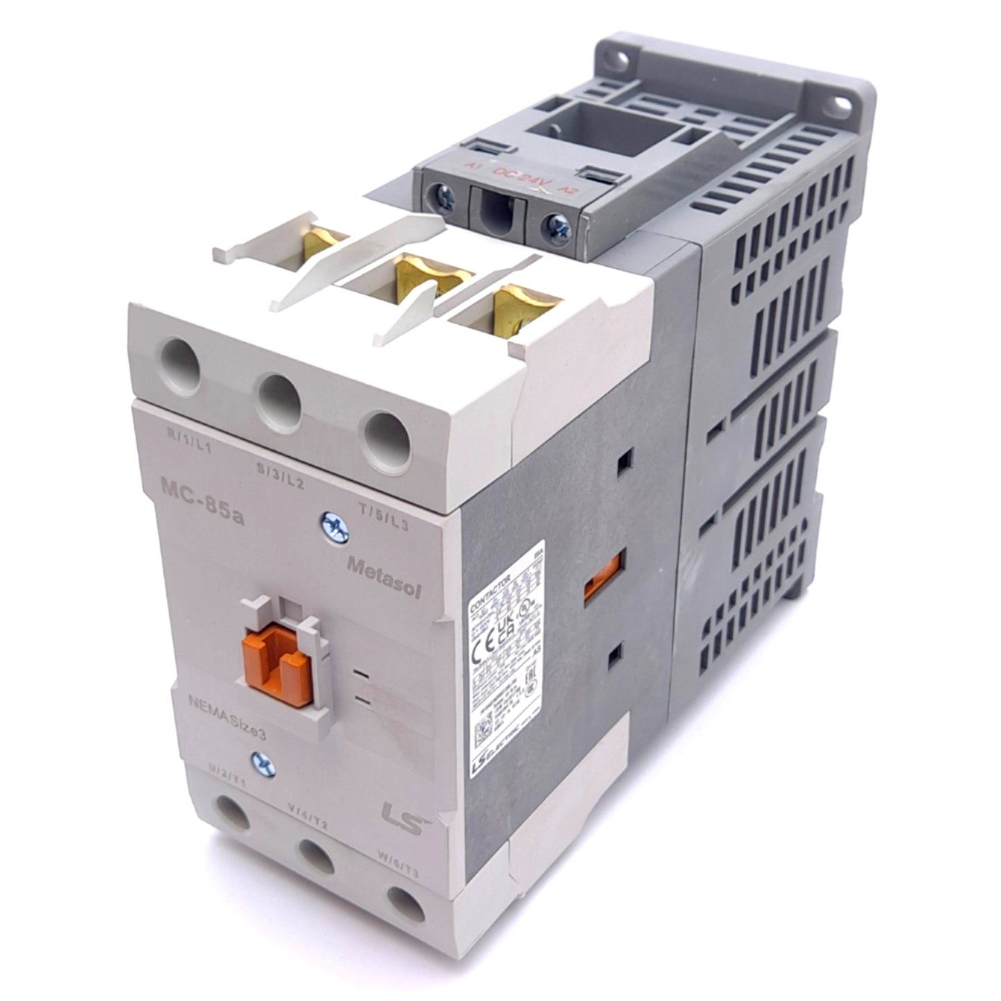 Used LS Electric MC-85a Metasol Contactor, 3-Pole NO + 2NO/2NC, 85A 230VAC, DIN Rail