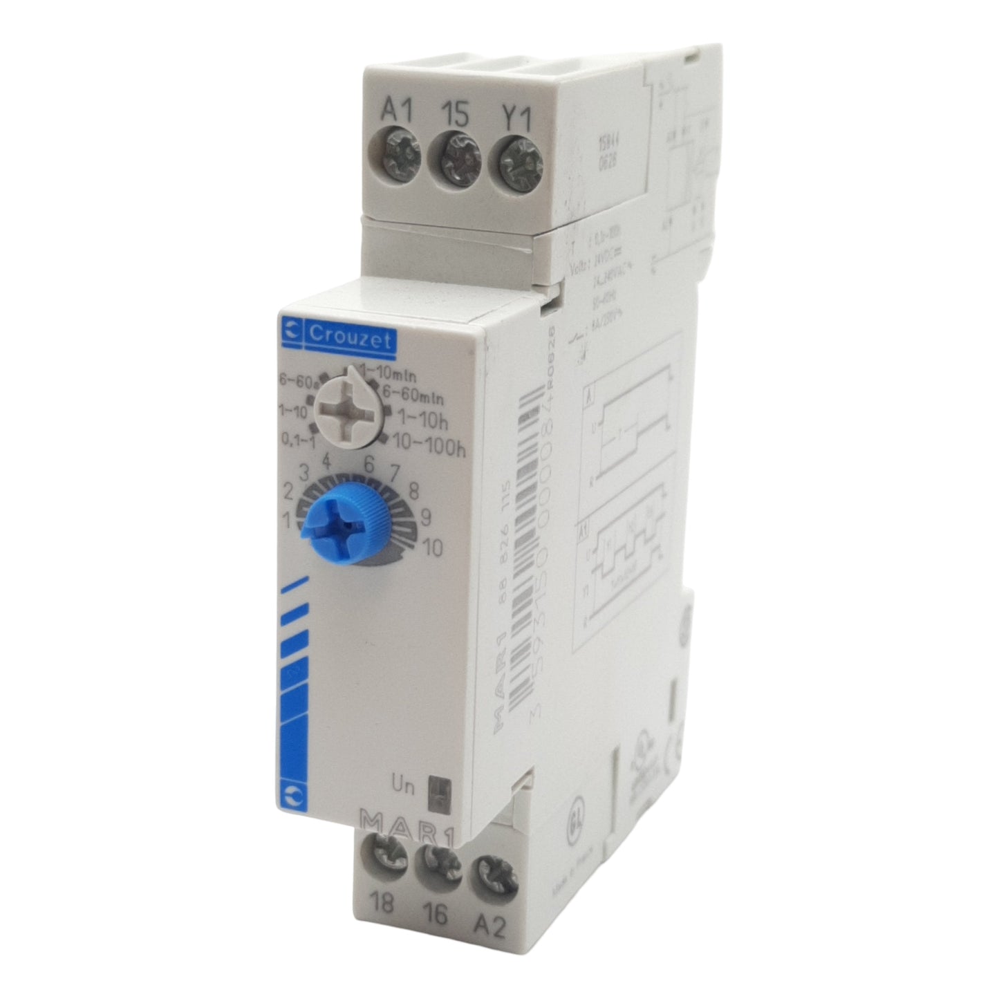 Used Crouzet 88826115 MAR1 Time Delay Relay, 1-CO, 0.1s-100hr, 24VDC/240VAC, 8A 250V