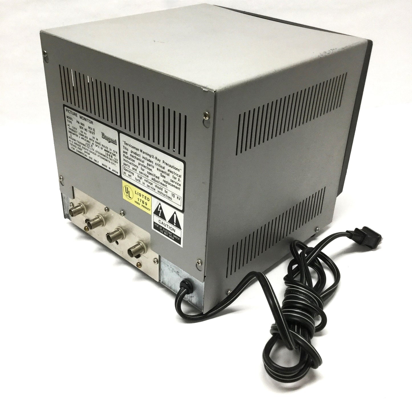 Used Ikegami PM-960 9" Black and White CRT CCTV Picture Monitor, BNC, 120VAC 60Hz
