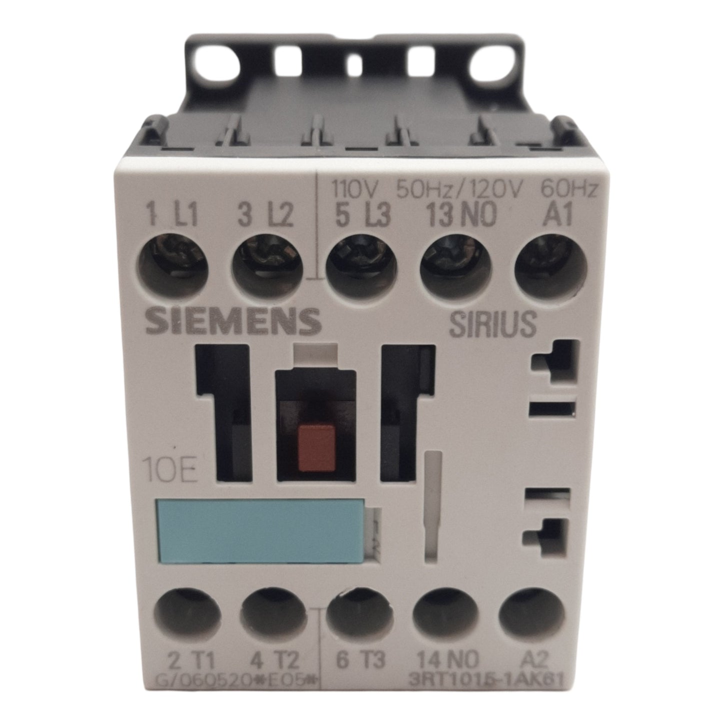 Used Siemens 3RT1015-1AK61 Contactor, 3-Pole + 1NO, 18A 690V, 110/120VAC Coil