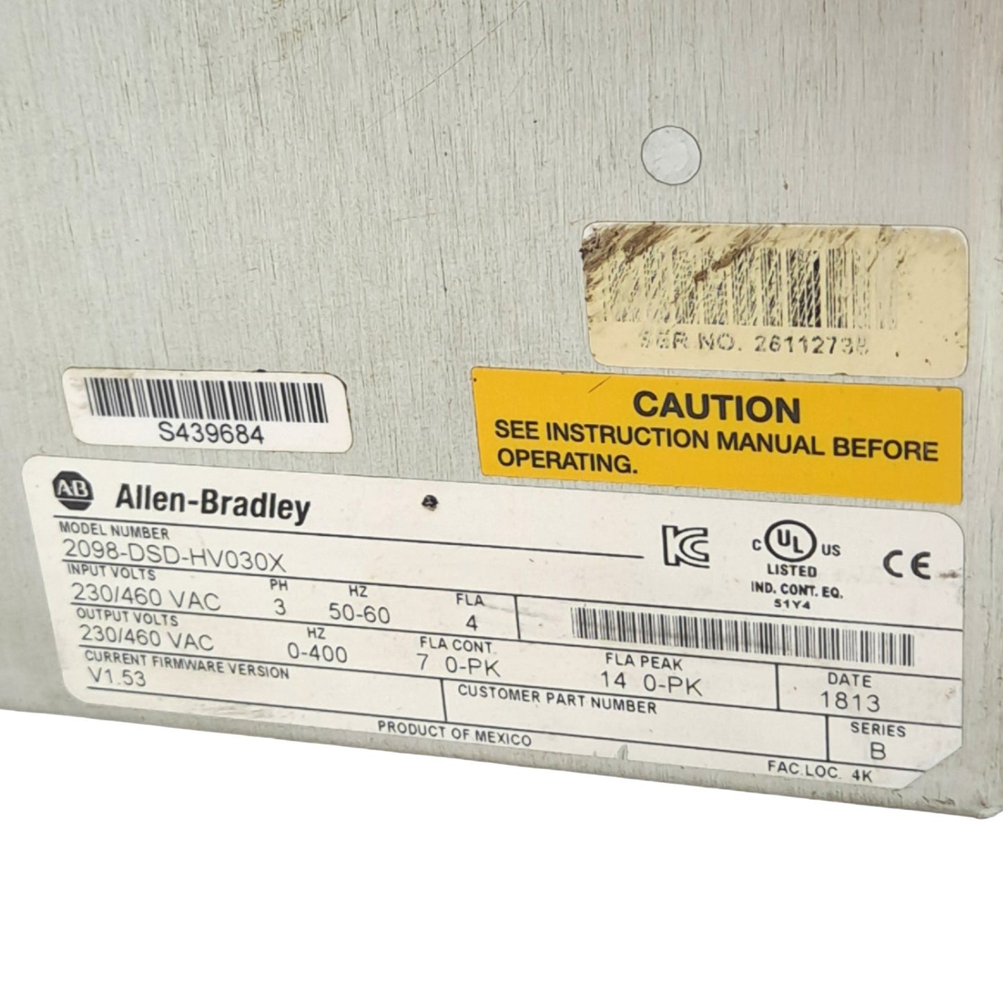 Used Allen Bradley 2098-DSD-HV030X Ultra3000i Digital Servo Drive, 230/460VAC 3-Phase