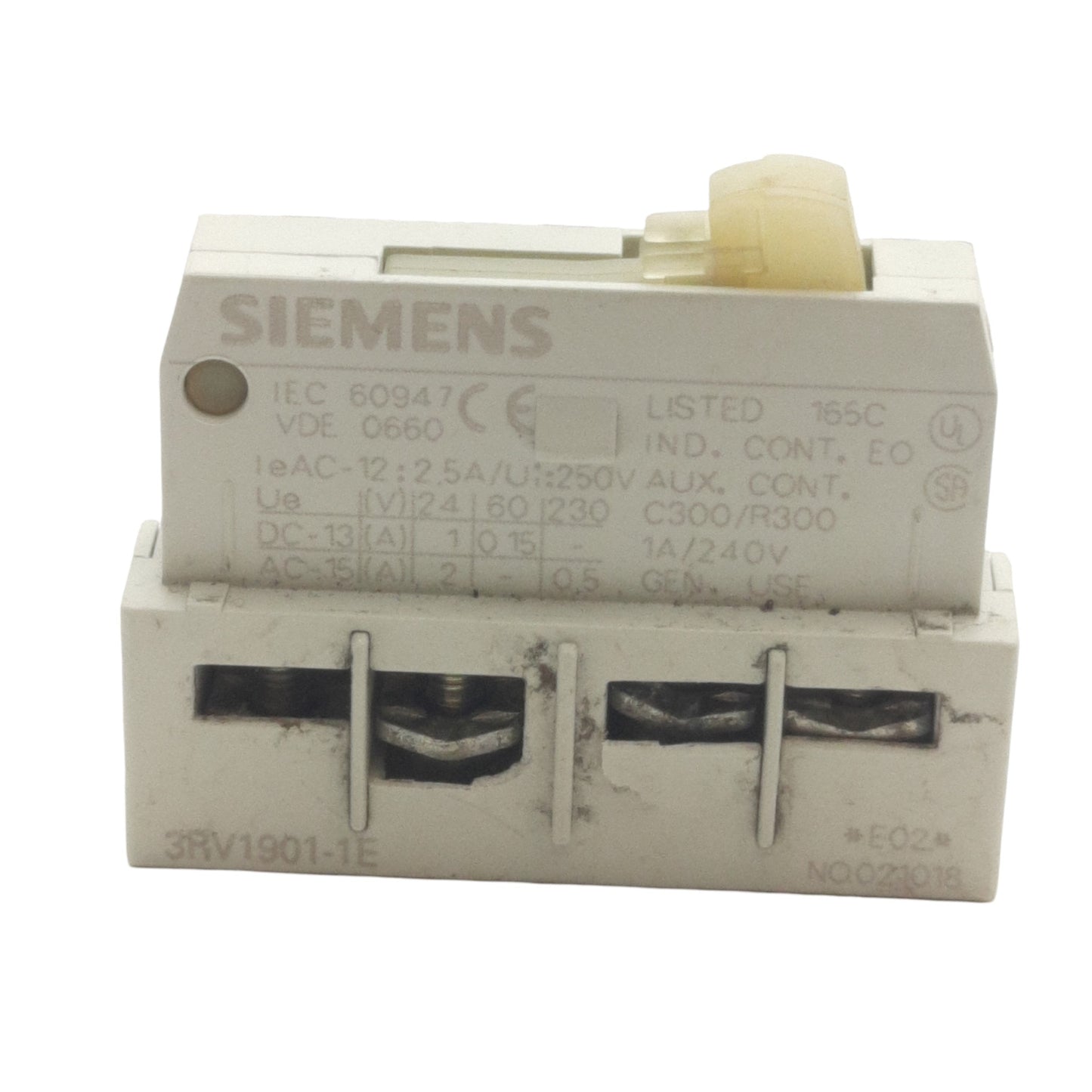 Used Lot of 3 Siemens 3RV1901-1E Transverse Switch Auxiliary 1NO +1NC, S00...S3