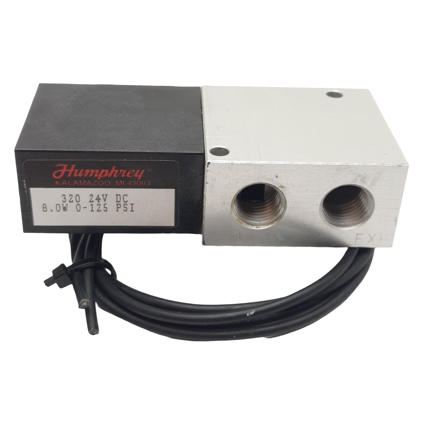 Used Humphrey 32024VDC Solenoid Valve, 2-Way, 0-125psi, 1/4in NPSF, 24VDC Coil