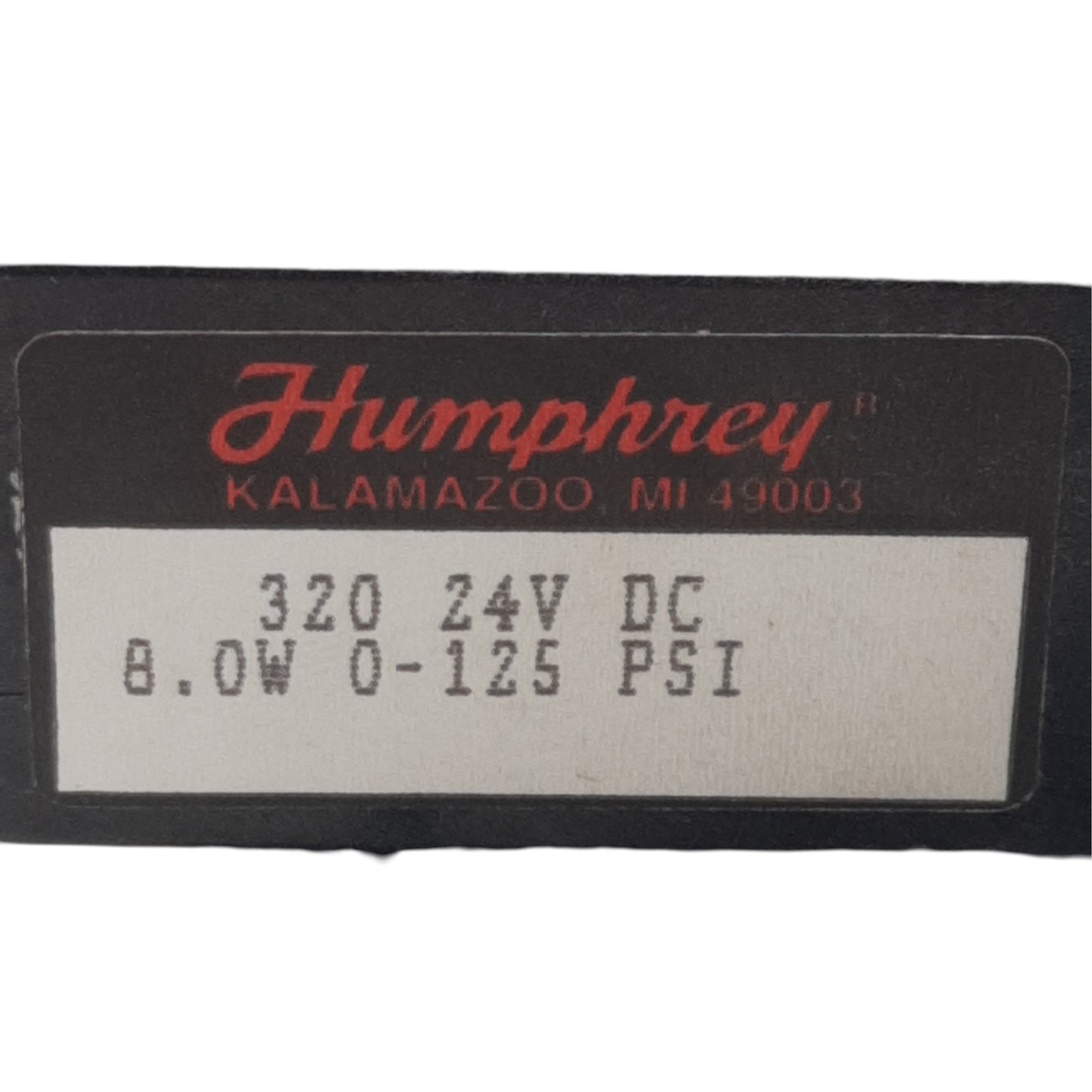 Used Humphrey 32024VDC Solenoid Valve, 2-Way, 0-125psi, 1/4in NPSF, 24VDC Coil