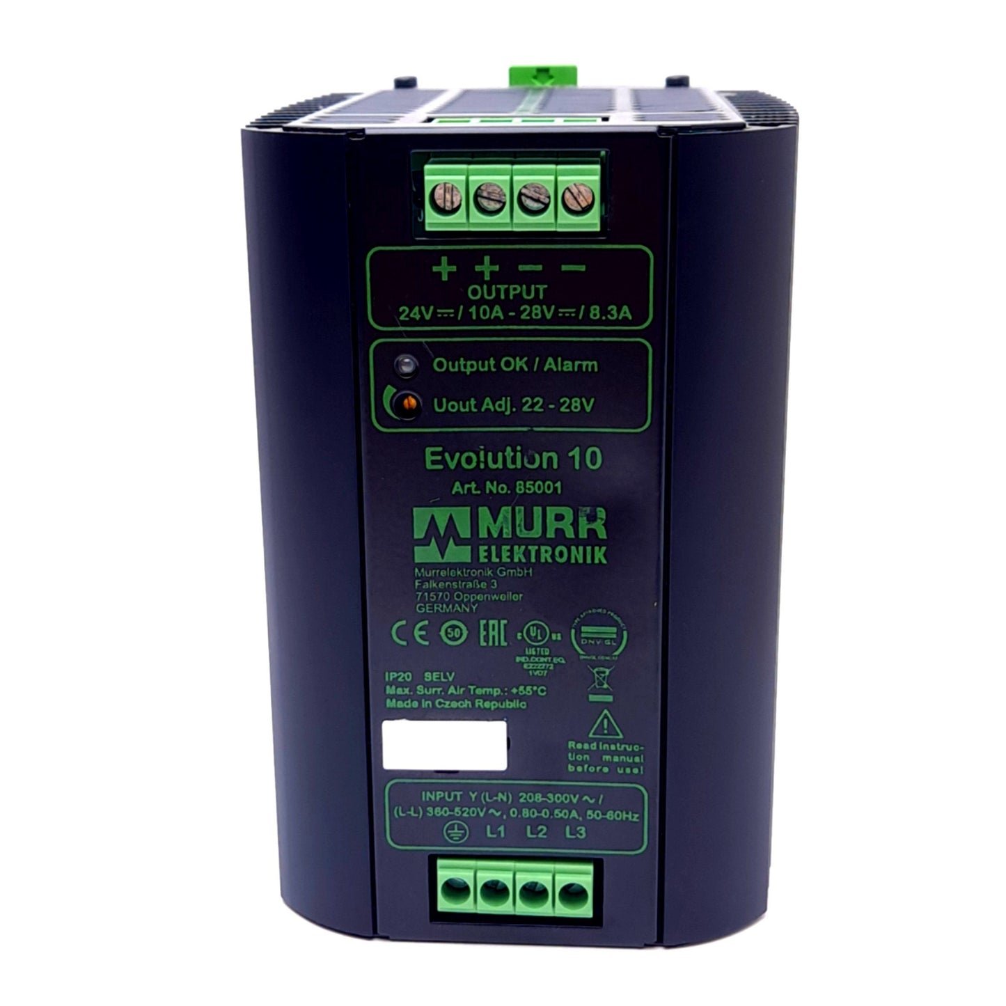 Used Murr Elektronik 85001 Evolution Power Supply, 360-520VAC 3-PH In, 20-28VDC Out