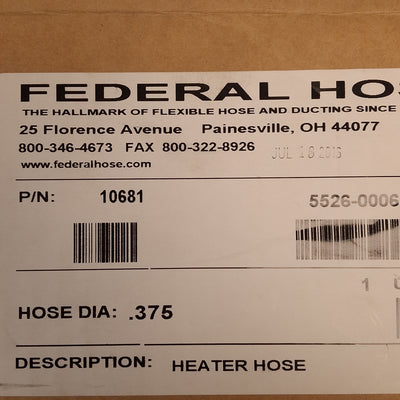 New Federal Hose 5526-0006 1-Ply Silicone Heater Hose, ø3/8in ID, 60-250psi, 15ft