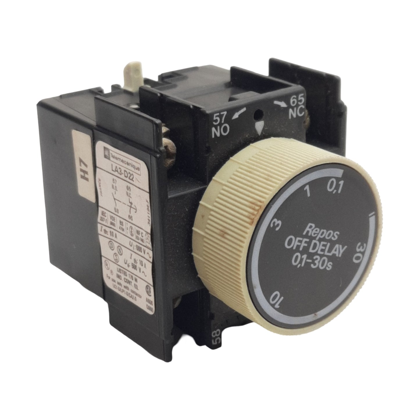 Used Telemecanique LA3-D22 Repos Off Delay Time Relay 0.1-30s Range 1NO 1NC, 10A 660V
