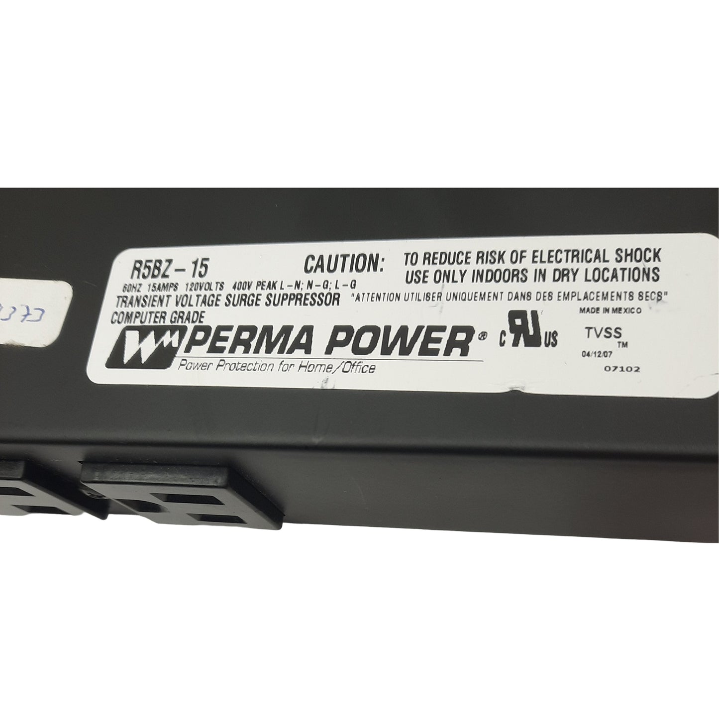 Used PermaPower R5BZ-15 Surge Protector, 6-Outlet, 120V AC Input,10 FT cable, 1U
