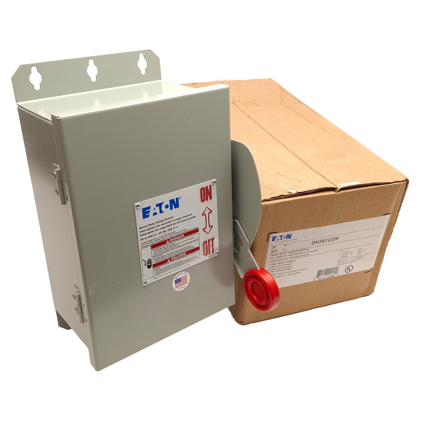 New Eaton DH361UDK Heavy Duty Non-Fusible Safety Switch, 3-Pole, 600V 30A, NEMA 12